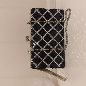 NWT Kate Landry Box Clutch Sequins with chain and crossbody strap